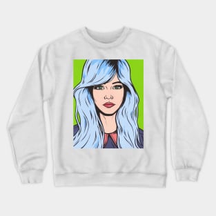 Pastel Blue Comic Girl Crewneck Sweatshirt